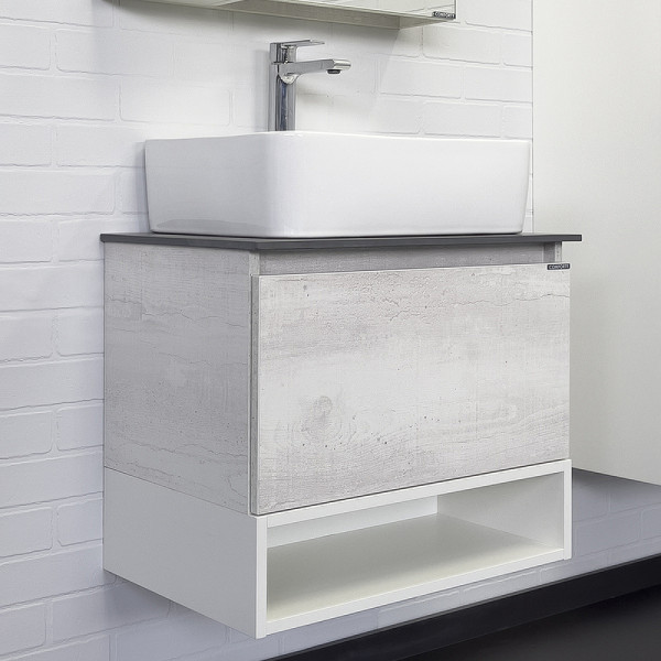 Тумба подвесная с раковиной Comforty Прага 600x400x600 дуб белый/графит (00-00014536) Тумба подвесная с раковиной Comforty Прага 600x400x600 дуб белый/графит (00-00014536)