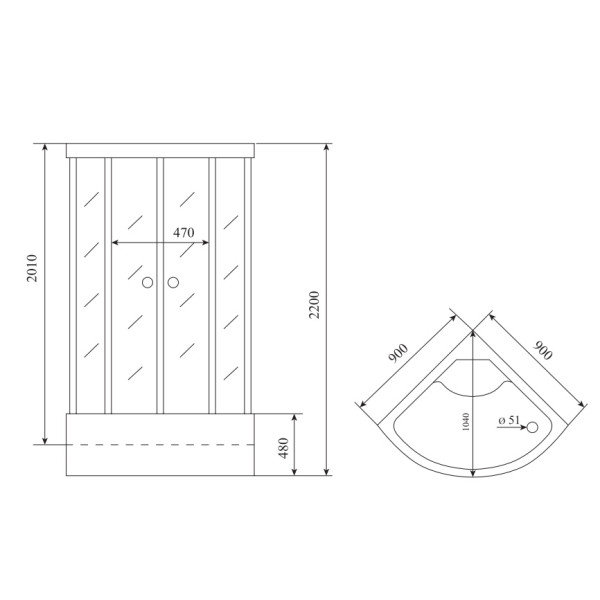 Душевая кабина TIMO Standart T-5590 90x90x220 стекло матовое, профиль хром (T-5590)