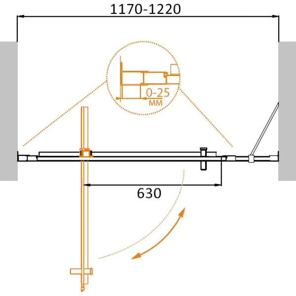 Душевая дверь Cezares Molveno 120x195 стекло прозрачное, профиль хром (MOLVENO-BA-11-90+30-C-Cr-IV)