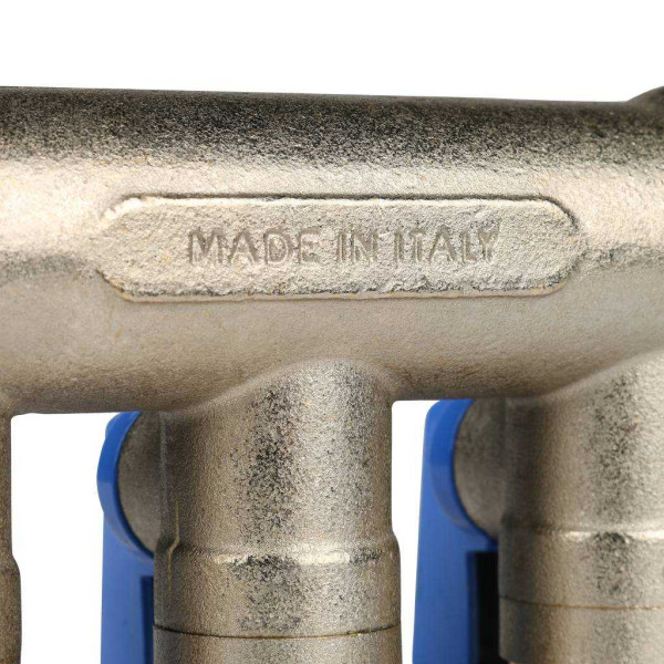 Коллектор 3 отвода с шаровыми клапанами 3/4"x1/2"(16) Stout (латунь, синие ручки) (SMB-6201-341203)