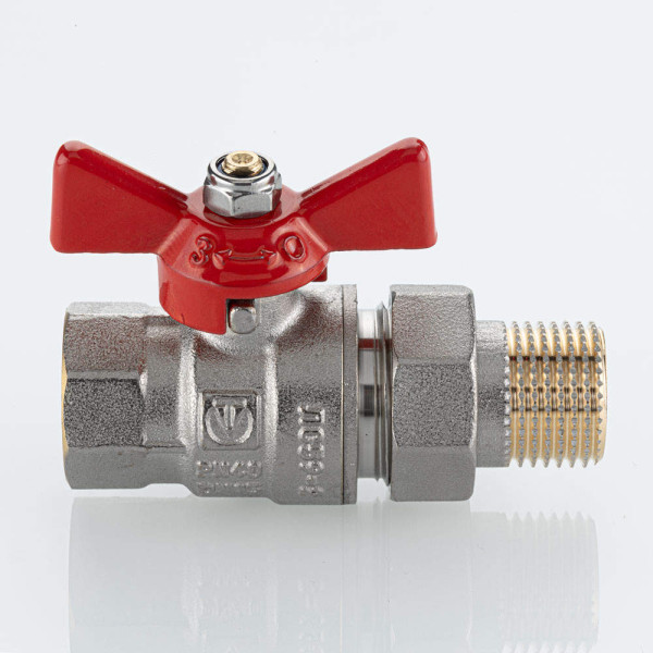 Кран 1/2" шаровый со сгоном Valtec Base-ГОСТ (красная бабочка) VT.227S.N.04