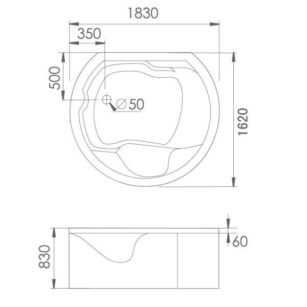 Ванна гидромассажная и аэромассажная Gemy G9063 O 183х162 Ванна гидромассажная и аэромассажная Gemy G9063 O 183х162