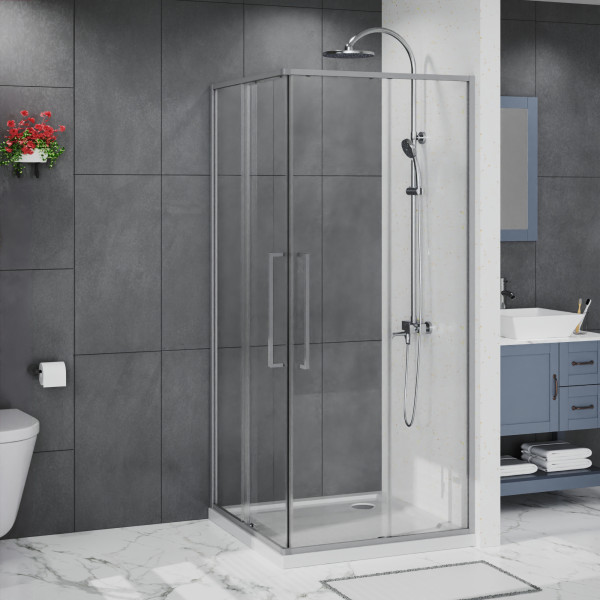 Душевой уголок Azario Shanghai 90x90x195 стекло прозрачное, профиль графит матовый (AZ-R43-90-MGR-CL)