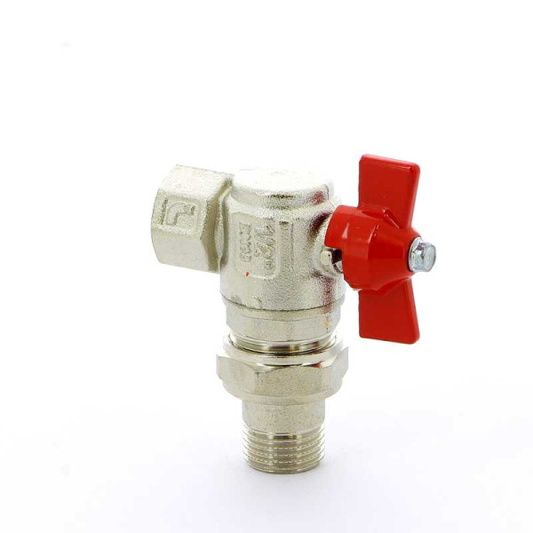 Кран угловой Itap 1/2" шаровый со сгоном Ideal (красная бабочка) (2980012)