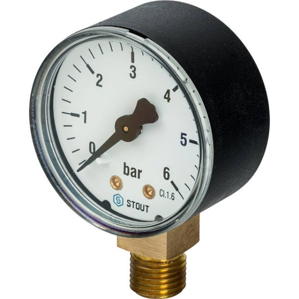 Манометр радиальный 1/4" 50 мм (0...6 бар, кл.2.5) Stout (SIM-1010-500608)
