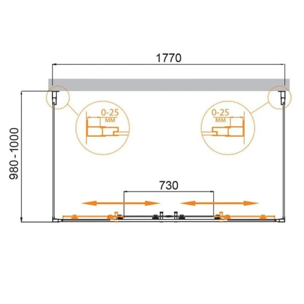 Душевой уголок Cezares Molveno 180x100x195 стекло прозрачное, профиль хром (MOLVENO-AH-2/2-180/100-C-Cr-IV)