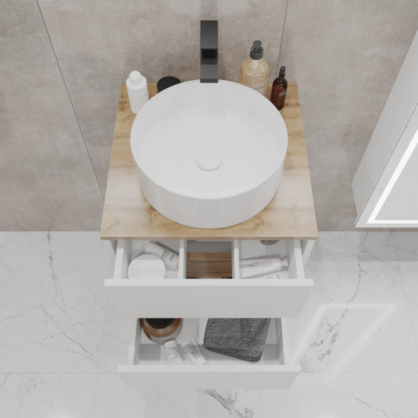 Тумба подвесная 1Marka Veil 500x500x500 белый/дуб ватан (Ц0000035551)