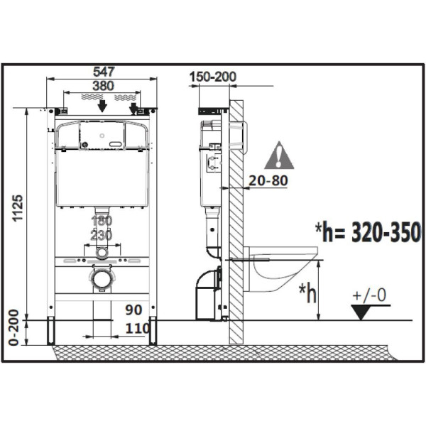 Комплект инсталляция с унитазом Roca Dama Senso с кнопкой и сиденьем (893104090)