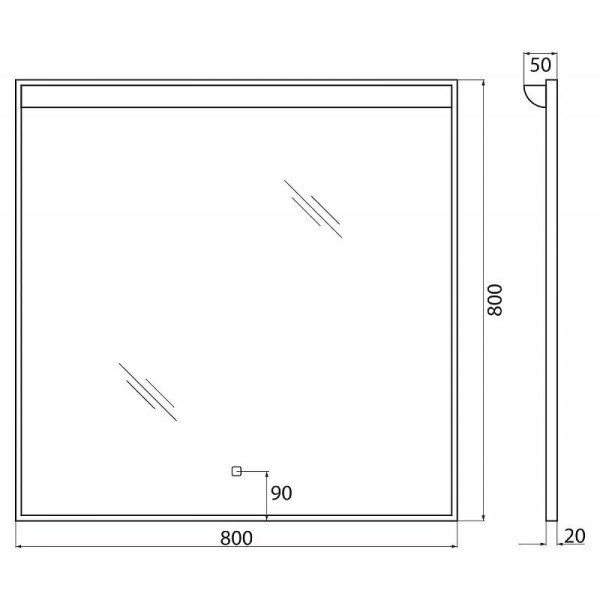 Зеркало с подсветкой BelBagno SPC-UNO 80x90 (SPC-UNO-800-800-TCH)