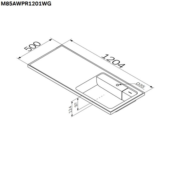 Раковина над стиральной машиной AM.PM X-Joy 120x50 правая белый глянец (M85AWPR1201WG)