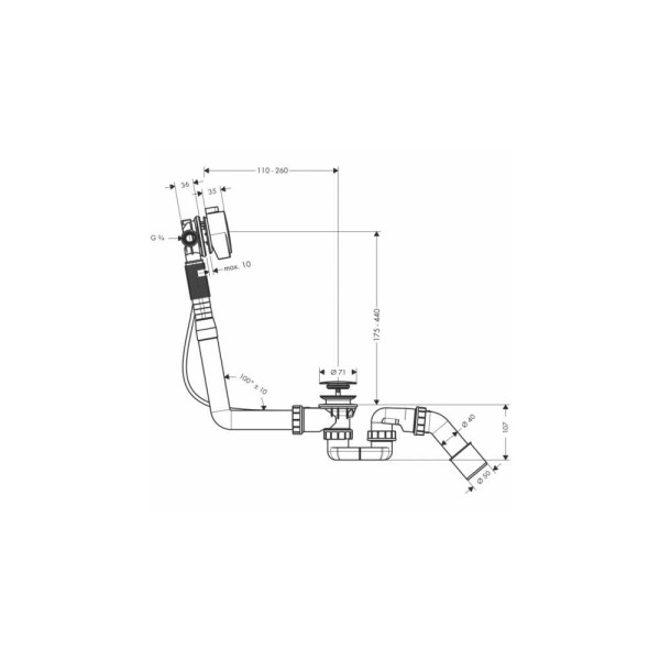 Обвязка для ванны Quick Clac Exafill S Hansgrohe (58113)