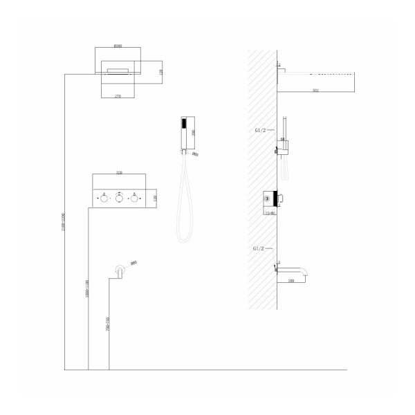 Душевая система Abber Wasser Kreis с изливом золото матовое (AF8150G)