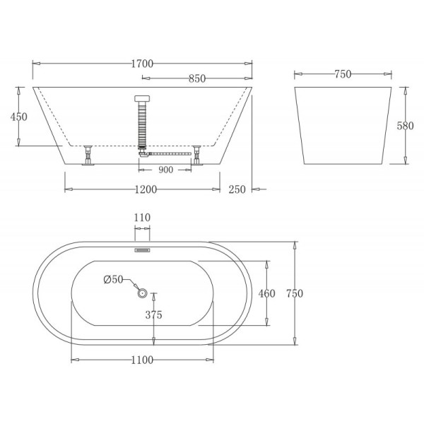 Ванна акриловая BelBagno 170x73 белая (BB61-1700) Ванна акриловая BelBagno 170x73 белая (BB61-1700)