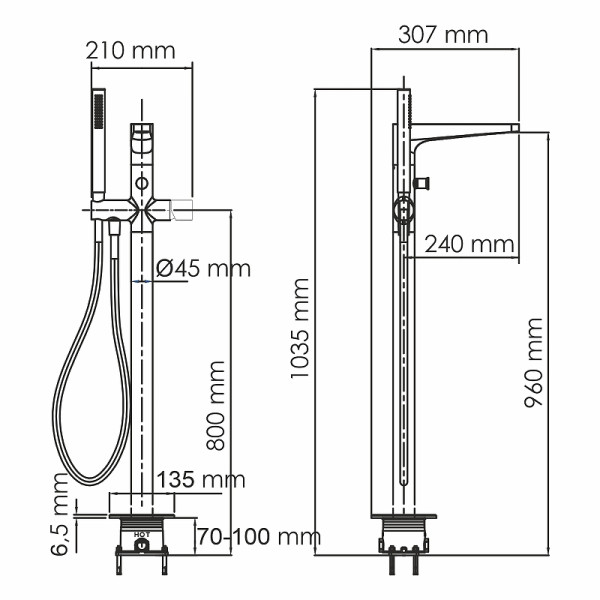 Смеситель напольный WasserKRAFT Sauer золотой (7121) Смеситель напольный WasserKRAFT Sauer золотой (7121)