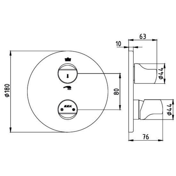 Смеситель для ванны и душа E.C.A. Myra внешняя часть хром (102167203HEX-YDE)