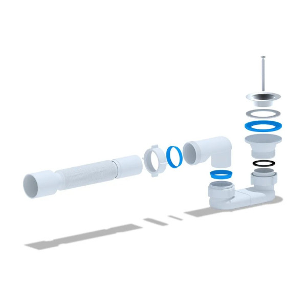Сифон для душевого поддона АНИ 1 1/2"*40 плоский с гибкой трубой 40/50 АНИ пласт (E015)