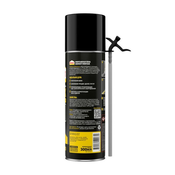 Пена монтажная бытовая Момент Стандартная 300 мл. (3003642) Пена монтажная бытовая Момент Стандартная 300 мл. (3003642)