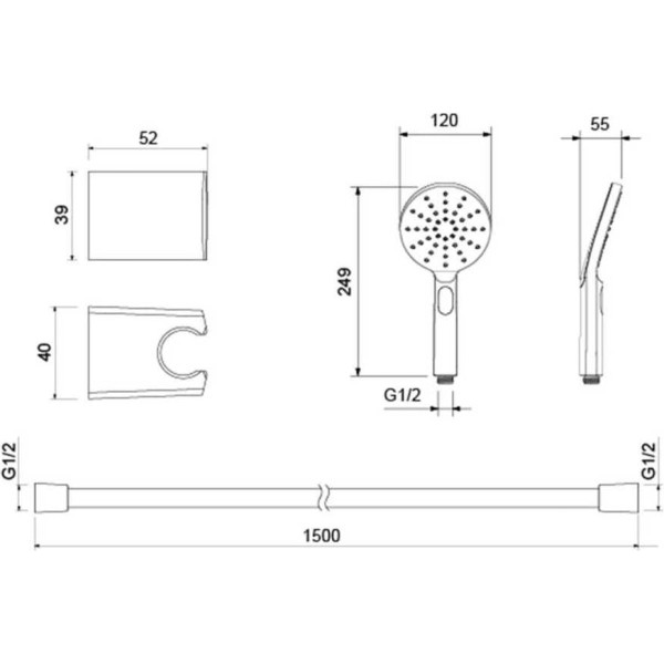 Душевой гарнитур Aquatek Оберон черный матовый (AQ2033MB)