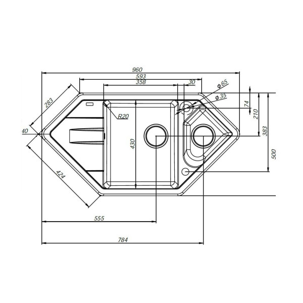 Мойка для кухни врезная Iddis Vane G 960х500х210 песок  (V28P965i87)