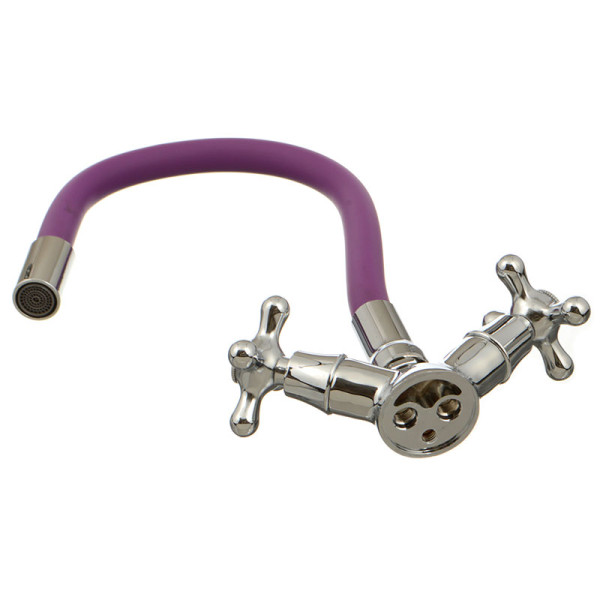 Смеситель для кухни Ex-promt Cross с гибким изливом, хром (Ex102.2-01 purple)