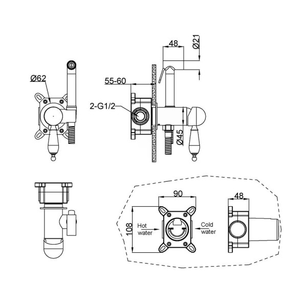 Смеситель с гигиеническим душем Boheme Imperiale Золотой (435)