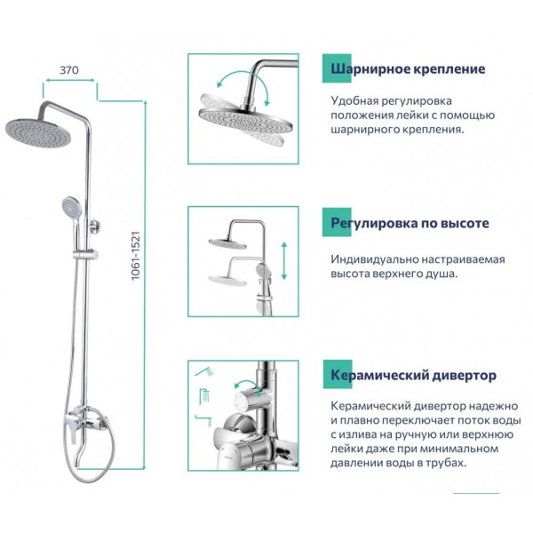 Душевая система Milardo Stripe хром (STRSB1FM06)