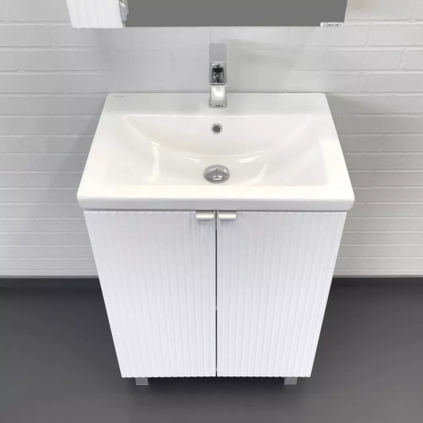Тумба подвесная с раковиной Comforty Лима 600x450x850 белый матовый (00-00019241)
