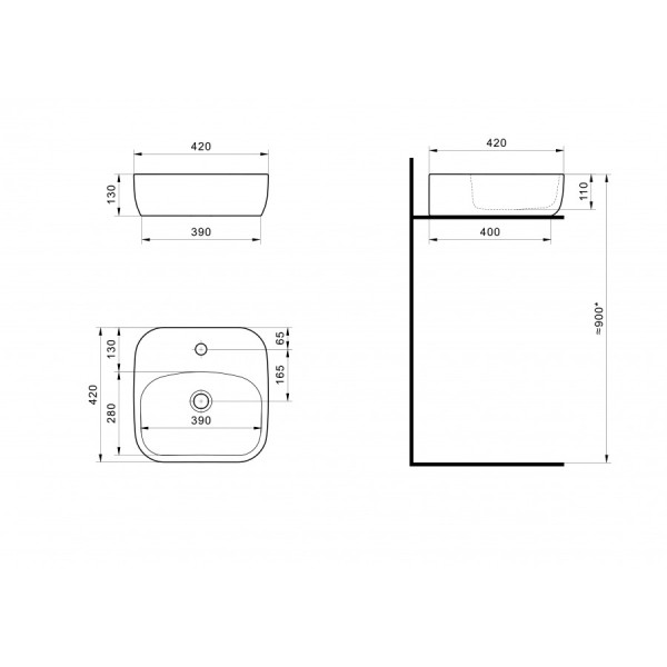 Раковина накладная Santek Одри 420x420x130 белая (1WH501709)