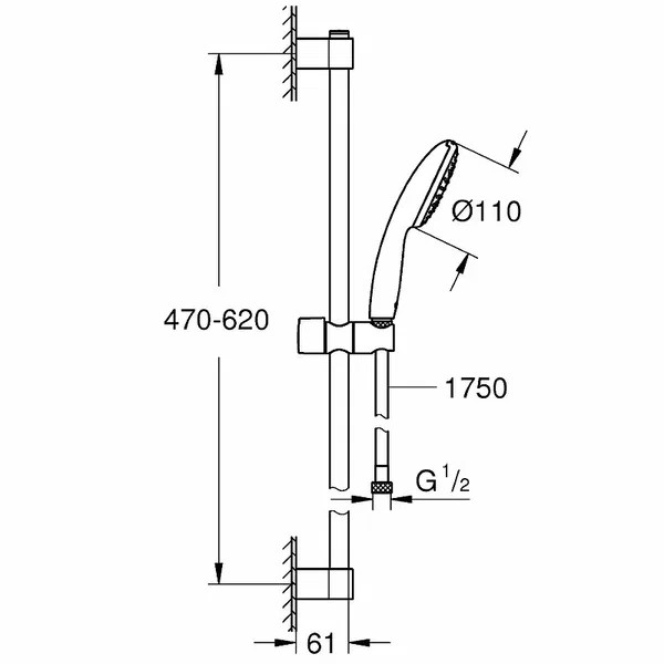 Душевой гарнитур Grohe New Tempesta (хром)
