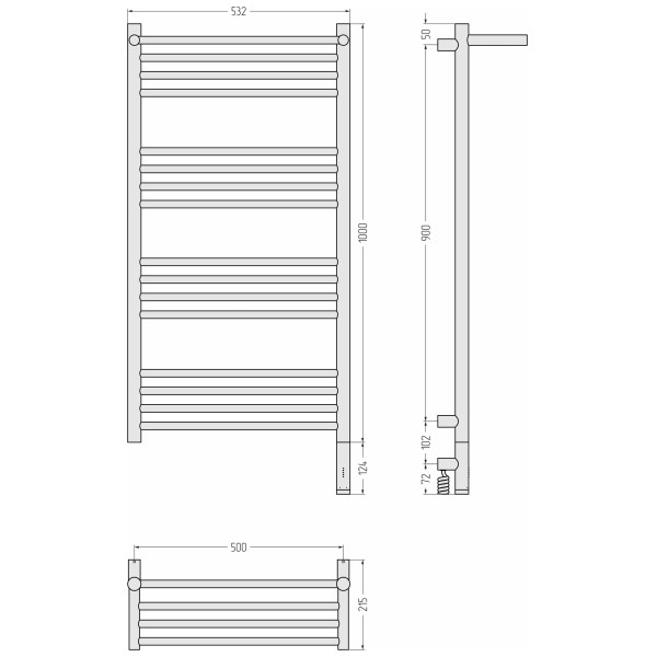 Полотенцесушитель электрический Сунержа Богема 3.1 1000x500 с полочкой провод справа матовый белый (30-6007-1050)