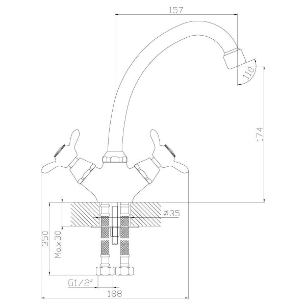 Смеситель для кухни Rossinka Q02-71 (Q02-71) Смеситель для кухни Rossinka Q02-71 (Q02-71)