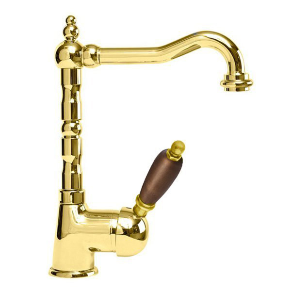 Смеситель для раковины Cezares Elite золотой, ручка рычаг - орех (ELITE-LSM2-03/24-Nc) Смеситель для раковины Cezares Elite золотой, ручка рычаг - орех (ELITE-LSM2-03/24-Nc)