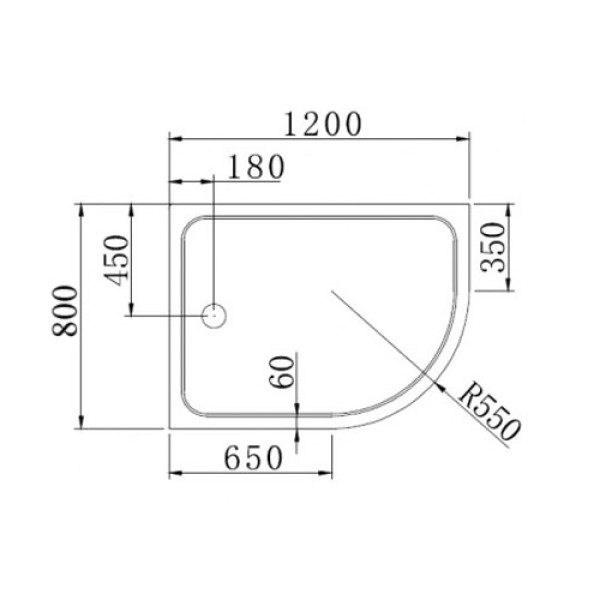 Душевой поддон Cezares Tray 120х80 L (TRAY-A-RH-120/80-550-15-W-L)