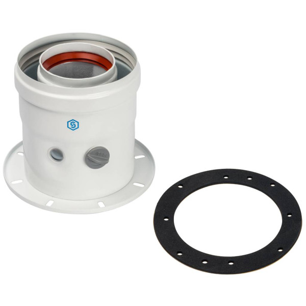 Элемент дымохода Stout DN60/100 адаптер для котла вертикальный коаксиальный (совместимый с Bosch, Buderus (SCA-6010-240100)