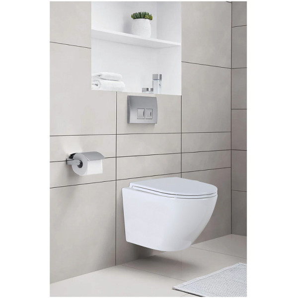 Унитаз подвесной Grado безободковый со скрытым сливом с сидением микролифт 490x370x360 (AZ-0046N)