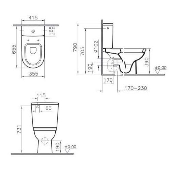 Унитаз-компакт Vitra Form 300 415х655х790 с сиденьем микролифт (9729B003-7200)