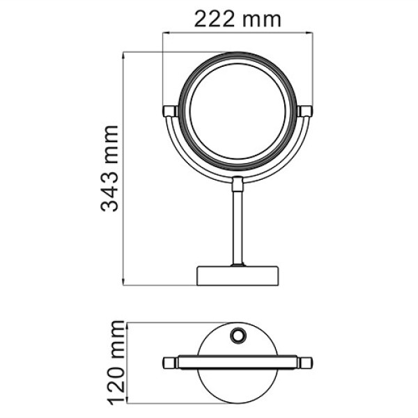 Зеркало косметическое WasserKraft с подсветкой хром (K-1005BLACK)