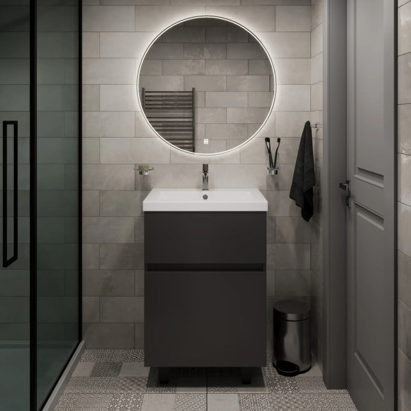 Тумба подвесная 1Marka Aris 590x440x870 антрацит/монолит дарк (Ц0000035776)