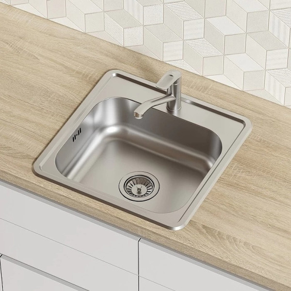 Мойка для кухни врезная Iddis Strit S 48,5x48,5 Strit S с сифоном нержавеющая сталь полированная (STR48P0i77S)