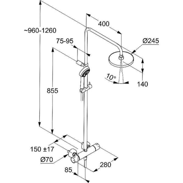 Душевая система Kludi Logo Dual Shower System с термостатом 3 режима черный матовый (6808239-00)
