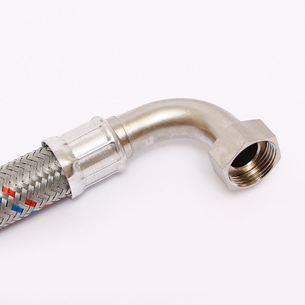 Подводка гибкая антивибрационная Uni-Fitt 600 мм 1" НВ угловая DN 25 оплётка из оцинкованной стали (505S4406)