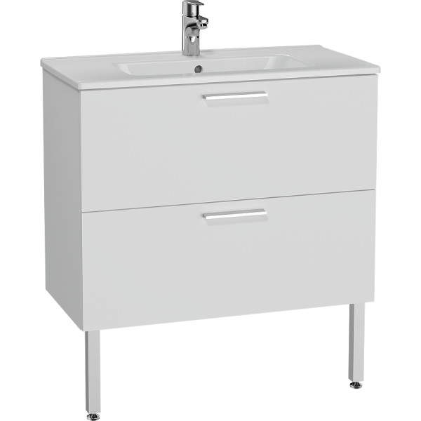ТУмба подвесная Vitra 80 см с 2 ящиками с раковиной, белый глянец (66109)