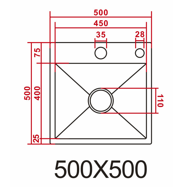 Мойка для кухни Azario Nicole 500х500х220 в комплекте сифон диспенсер коландер серая соты (AZG5050H)