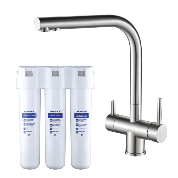 Смеситель для кухни Swedbe Selene Plus в комплекте с фильтром Аквафор Кристалл нержавеющая сталь (K8144K) Смеситель для кухни Swedbe Selene Plus в комплекте с фильтром Аквафор Кристалл нержавеющая сталь (K8144K)