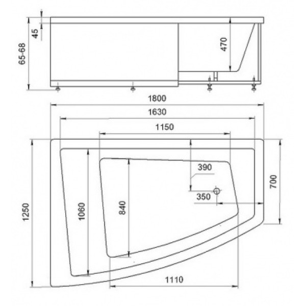 Ванна гидромассажная Акватек Оракул 180х125 НМ (пневматика) левая Ванна гидромассажная Акватек Оракул 180х125 НМ (пневматика) левая