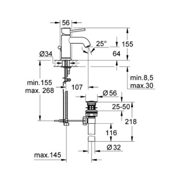 Смеситель для раковины Grohe Bauclassic (23162000)