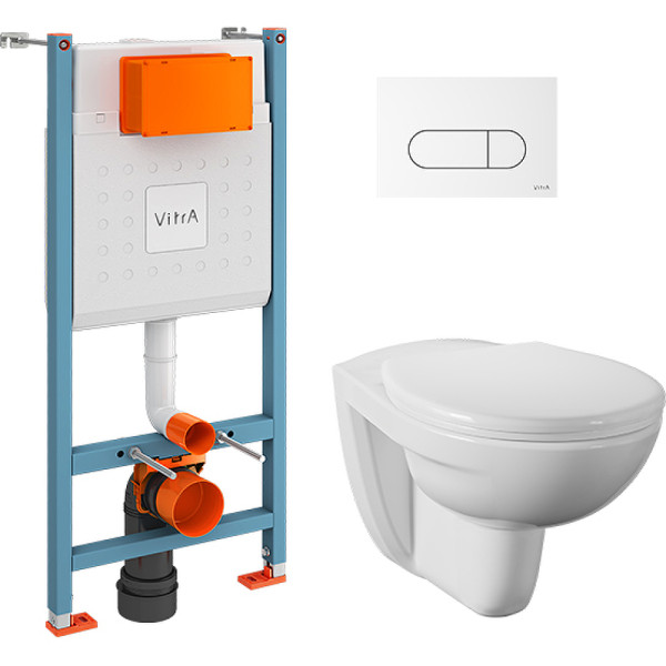 Комплект инсталляция с унитазом Vitra Normus L-box с сиденьем и белой клавишей смыва (9773B003-7207) Комплект инсталляция с унитазом Vitra Normus L-box с сиденьем и белой клавишей смыва (9773B003-7207)