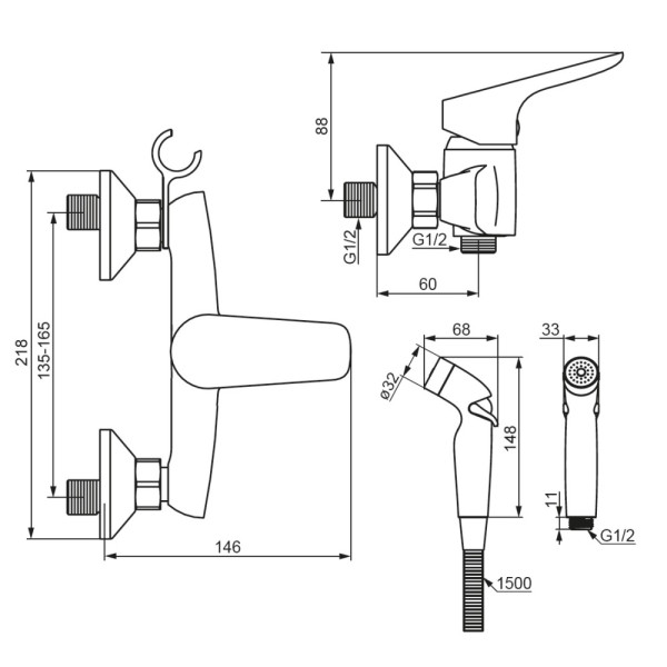 Смеситель для душа Damixa Jupiter черный (778000300) Смеситель для душа Damixa Jupiter черный (778000300)