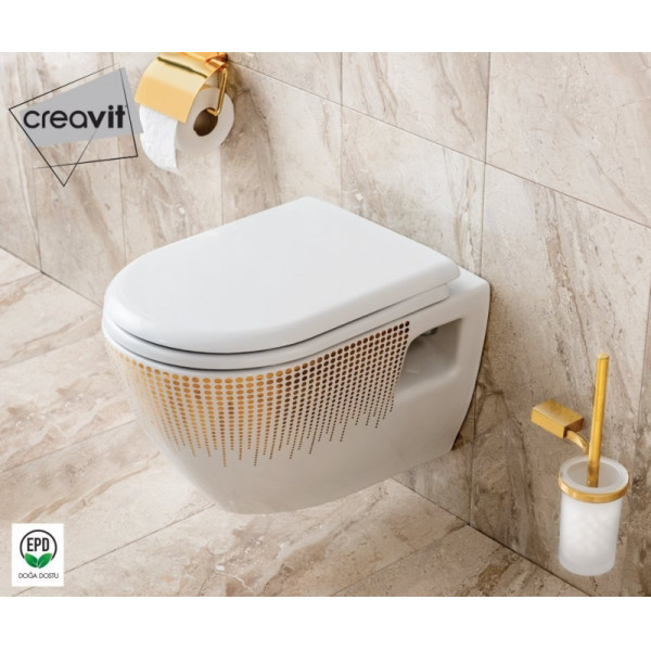 Унитаз подвесной с биде Creavit D?cor 35,5x50,2x34,5 золото круги (TP32,5-00CB00E-NA00)