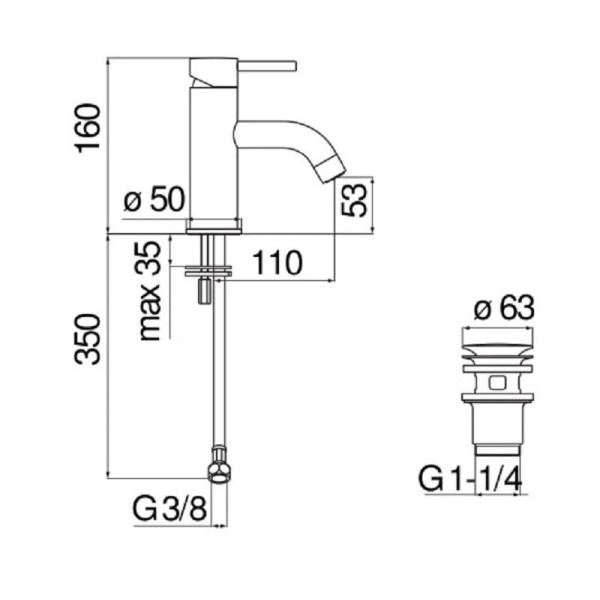 Смеситель для раковины Nobili Live черный (LV00118/2BM)